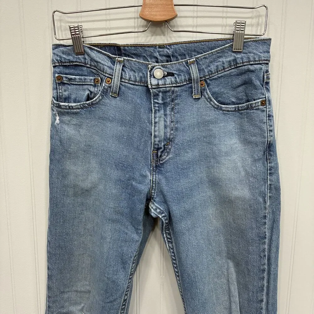 Levi's 511 Men's W30 x L32 Blue Distressed Slim Fit Light Wash Denim Jeans